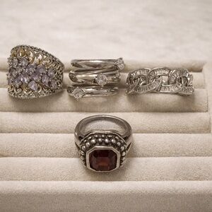 Sterling-Style Garnet Cocktail Ring in Deep Red